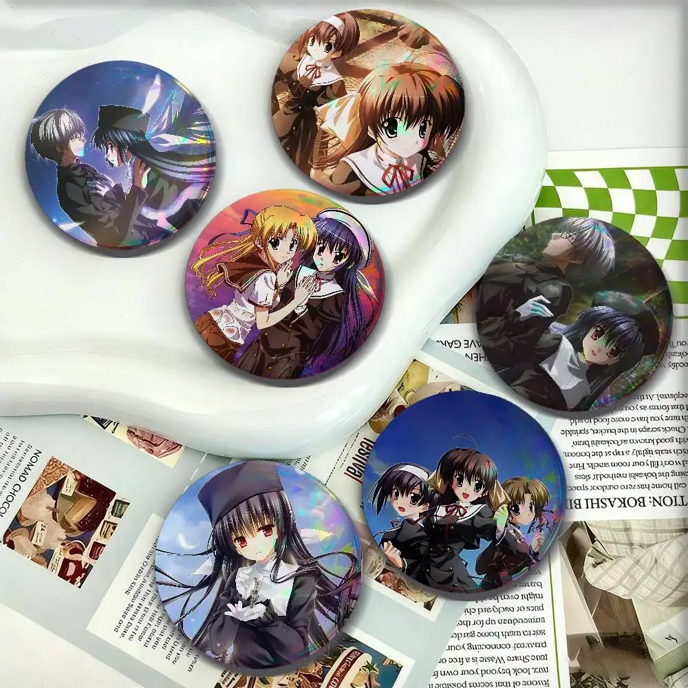 Anime Ef-a Tale Of Melodies For Badge Personalized Custom Laser Reflective Badge Hologram Metal Enamel Pin Brooch Souvenir Gift