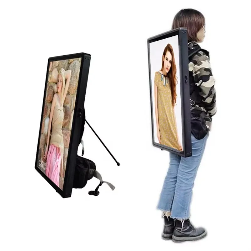 32 inch backpack portable high definition LCD billboard new digital media advertising Android USB player display