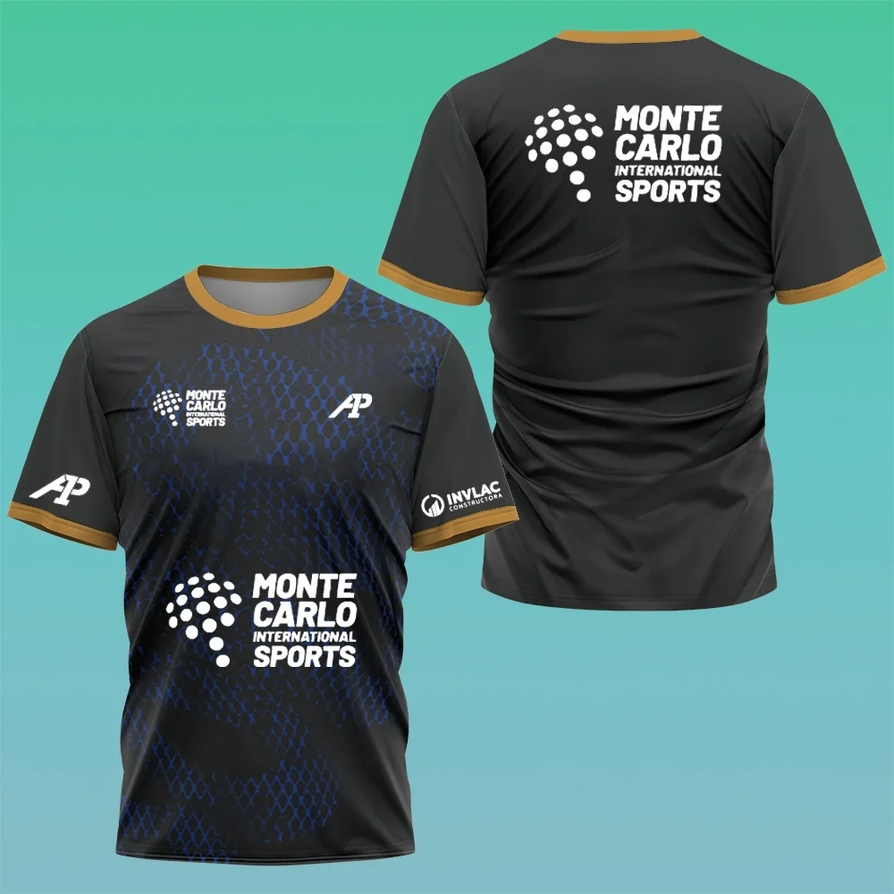 Monte Carlo International Sports Theme Short-sleeve T-shirt Round Neck Casual Sports Top Trendy Print