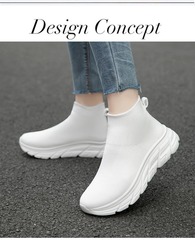 Unisex High-Top Laufschuhe für Männer und Frauen, Bequeme Atmungsaktive Strick-Sneaker, Rutschfeste Outdoor-Schuhe für Damen und Herren – Detail 8