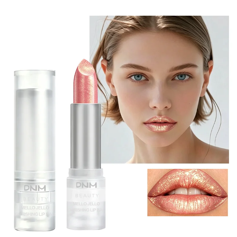 DNM Transparent Tube Bare Pink Gold Shining Moisturizing Lipstick Fine Shining Pearl Moisturizing Girl Shining Lipstick
