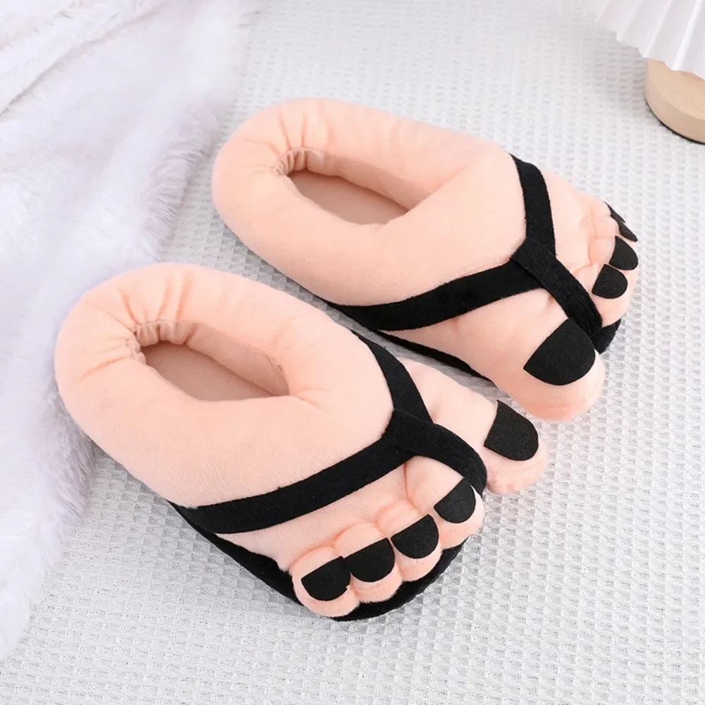 Kreative Winter-Hausschuhe für Damen und Herren, lustige Partner-Hausschuhe für große Füße, weiche, warme Baumwoll-Slipper für Zuhause – Detail 3