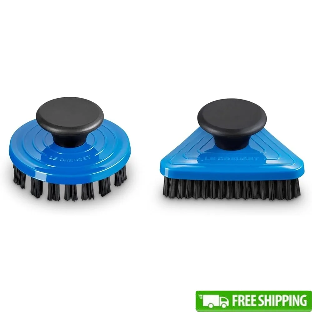 

Set of 2 Durable Nylon Cleaning Brushes Non-Abrasive Bristles Safe Cookware Dishwasher Safe Ideal Cast Iron Surfaces