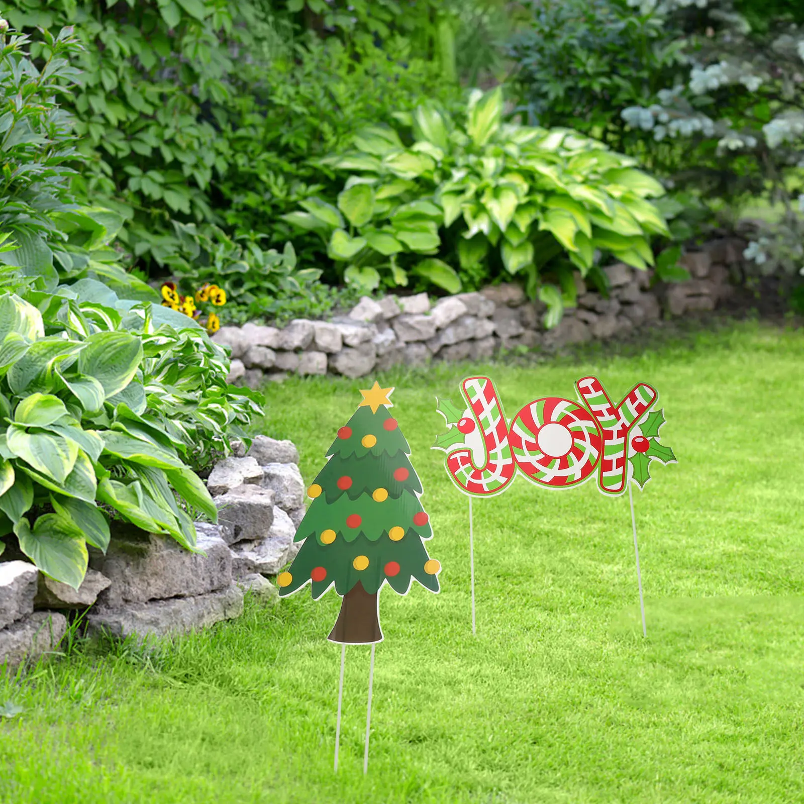 3Pcs Weatherproof Christmas Yard Signs with 6 Heavy Duty Stakes for Garden Lawn Outdoor Decoration Festive Holiday Season