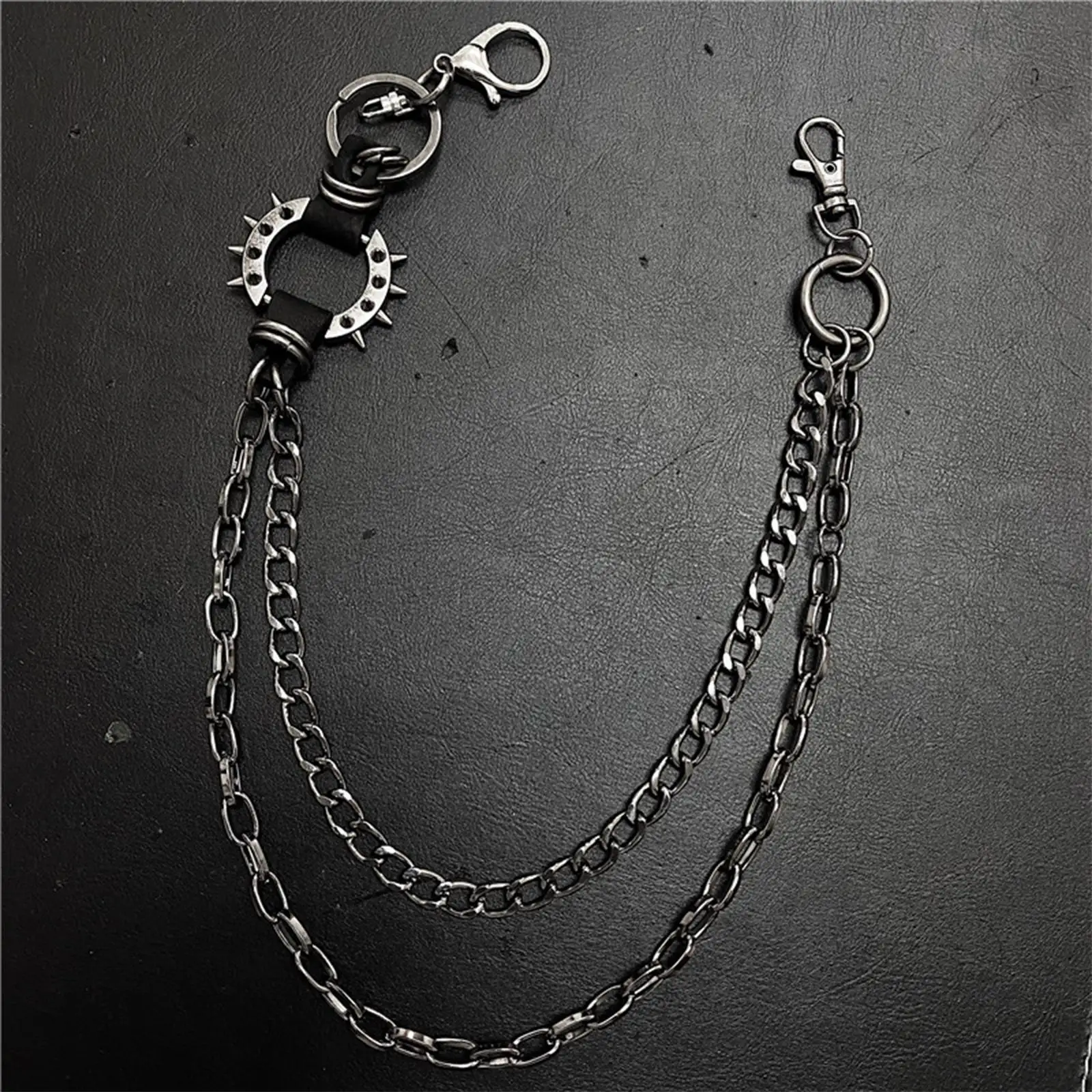 

Waist Chain Black with 2 Way Tracking Punk Style Cool Vintage Fashion Unisex Keychain Wallet Chains for Men Goth Punk Trousers
