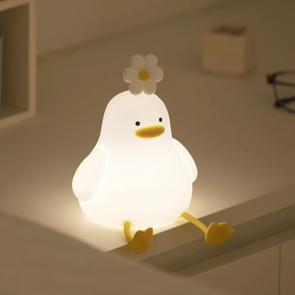 

Silicone Lamp Touch Switch Cute Duck Led Night Light USB Rechargeable Nightlights Children Kid Bedroom Decoration Birthday Gift