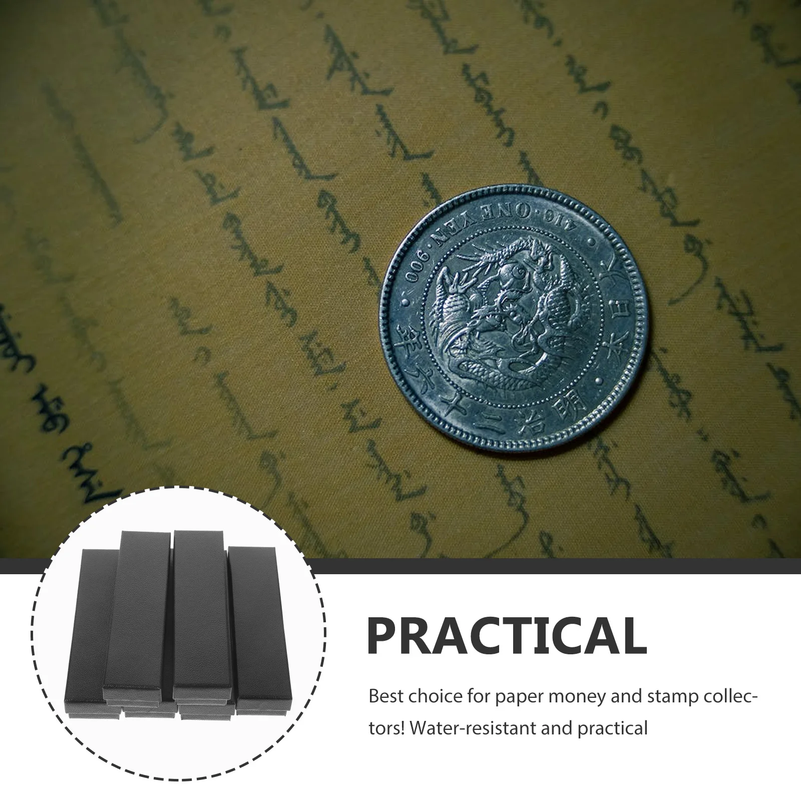 6 Coin Storage Boxes Banknote Protective Cases Black Office School Supplies Water Resistant Paper Money Holder Collection Box