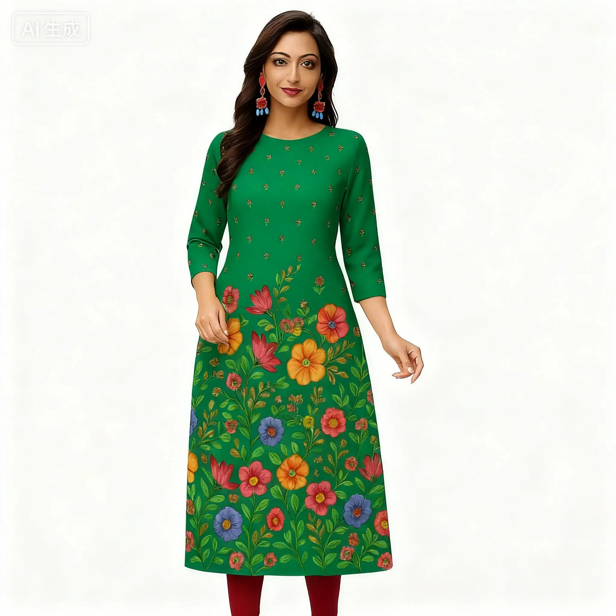 Muslim Kurtta Women's Casual Fashion Dress National style Straight Tube Casual Ethnic Abito Donna Musulmana Turkish Abaya