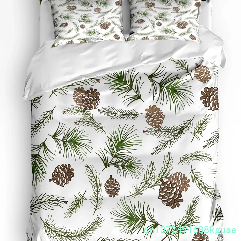Pine Cones Christmas Printed Comfort Duvet Cover Pillow Case Home Textile Quilt Cover Boy Kid Teen Girl Luxury 3pcs Bedding Set