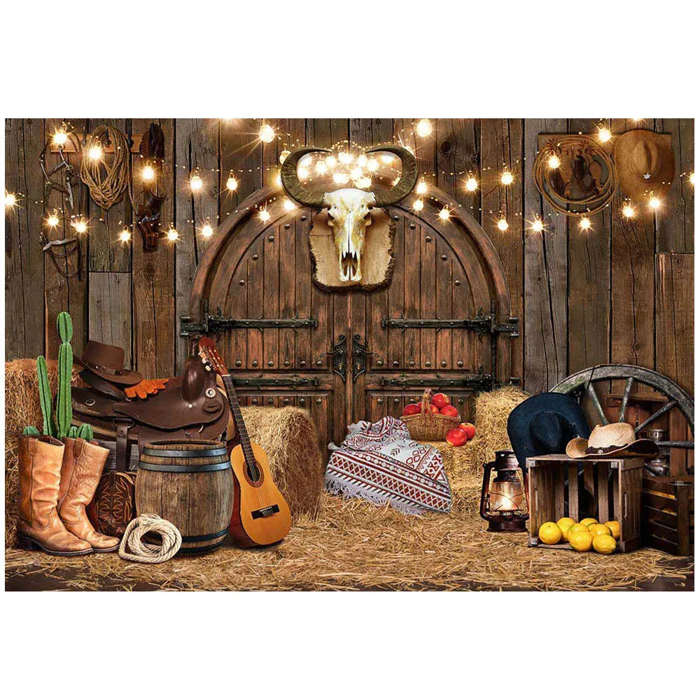 Mocsicka Newborn Photography Background West Cowboy Baby Shower Party Decor Kids Birthday Backdrop Wooden Wall Studio Photoshoot