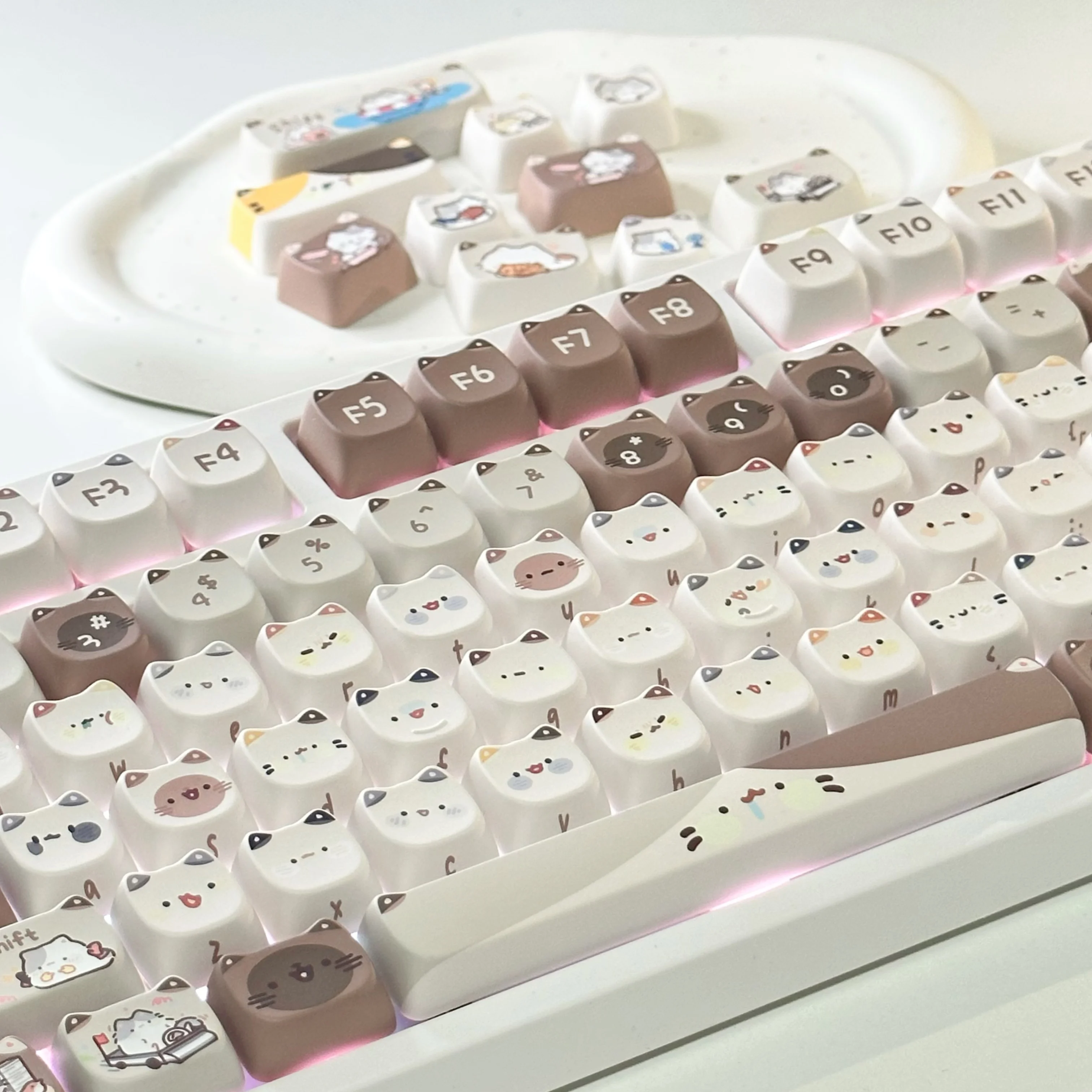 Imagem -03 - Mocha Cat Coffee Key Hat Mao Kit Altamente Personalizado Teclado Mecânico Anime Bonito Presente