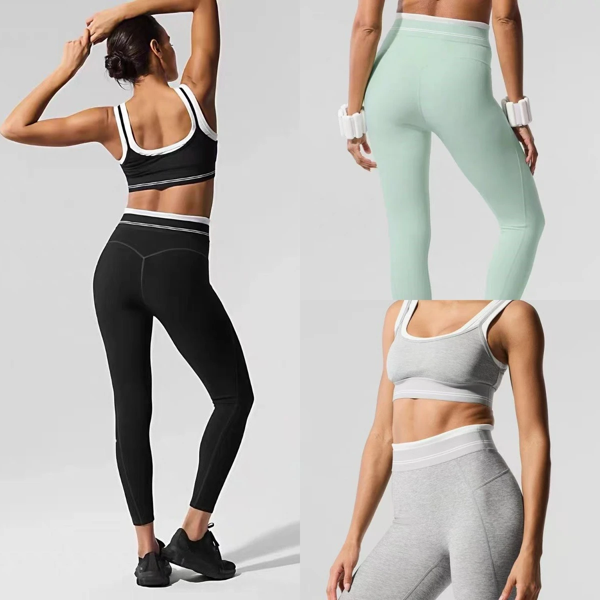 

Комплект для йоги из 2 предметов: укороченный топ и леггинсы с высокой талией для фитнеса, спортивный костюм для тренировок и активного отдыха