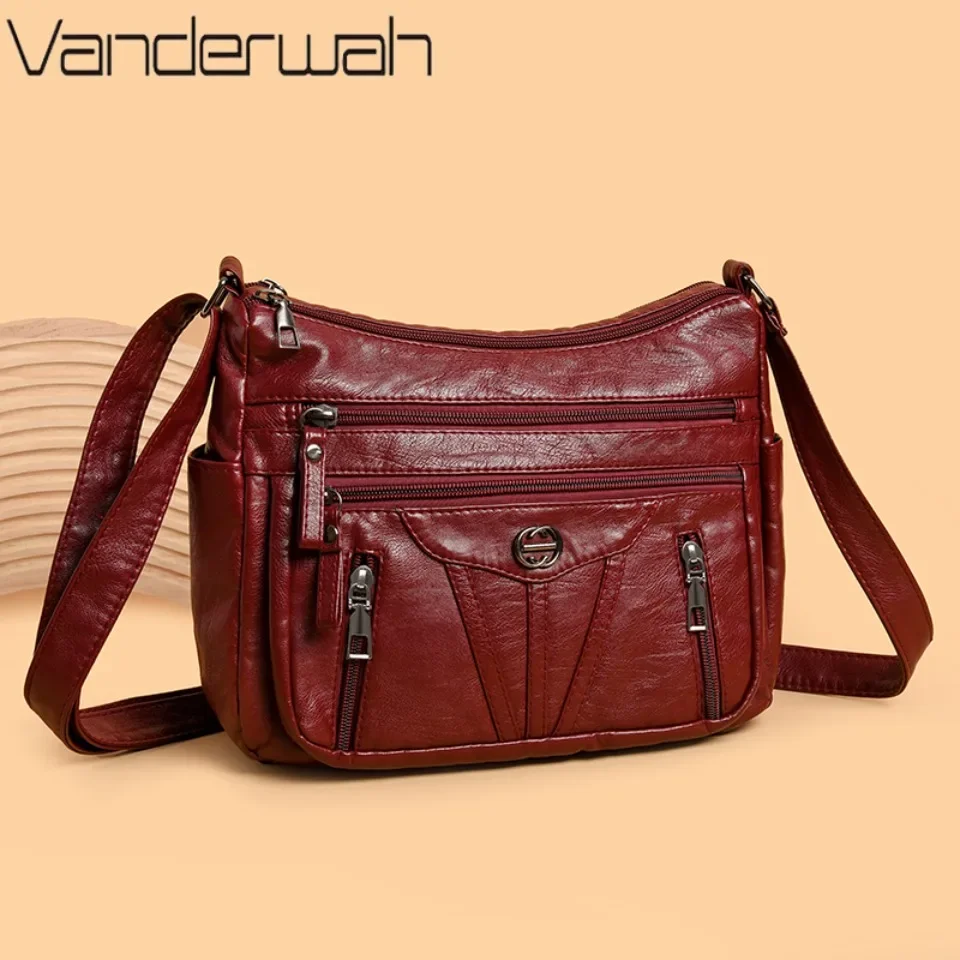 

New Women's Shoulder Bags Simple Retro Small Square Bag Wash Leather Women's Cross-body Bag Versatile Purse Casual Commuting Sac