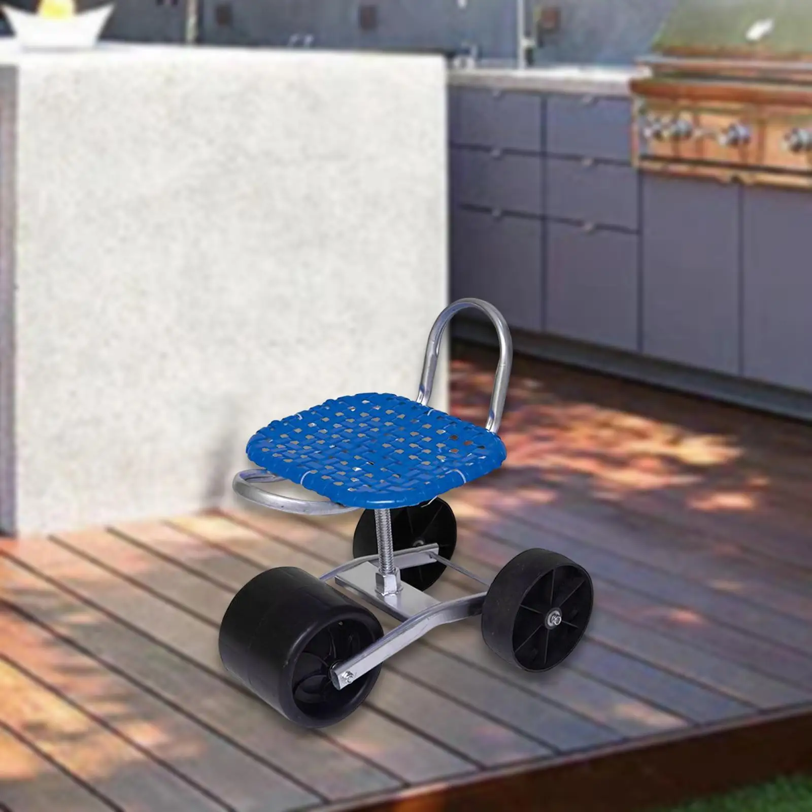 

Garden Stool with Wheels Rolling Stool with Back for Farm Car Repair Garage