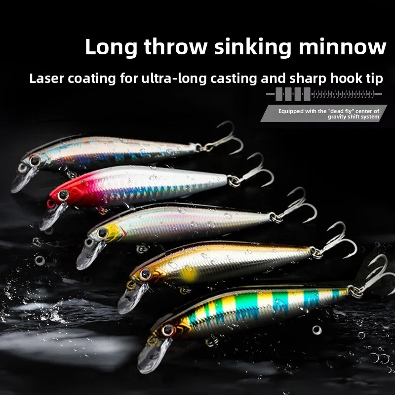 

Набор из 5 тонущих приманок-минноу, бионические твердые приманки-карандаши, с подвесом, для дальнего заброса, для пресноводной и морской рыбалки