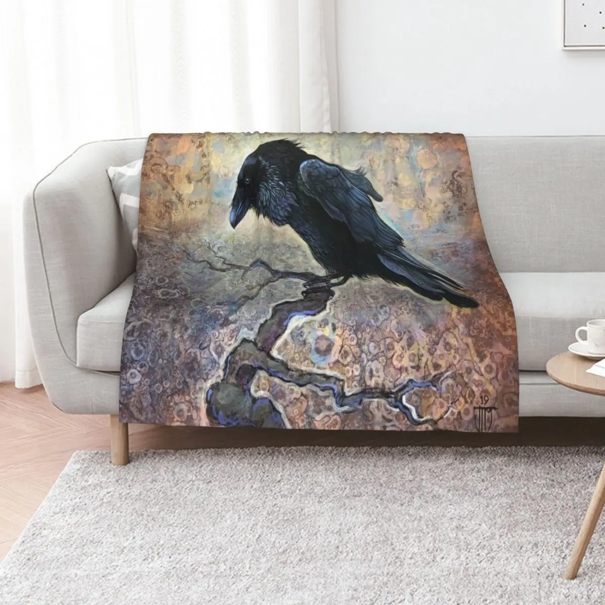 Keeper of Dreams - a Raven Painting Throw Blanket Furrys Cute Polar Picnic wednesday Blankets