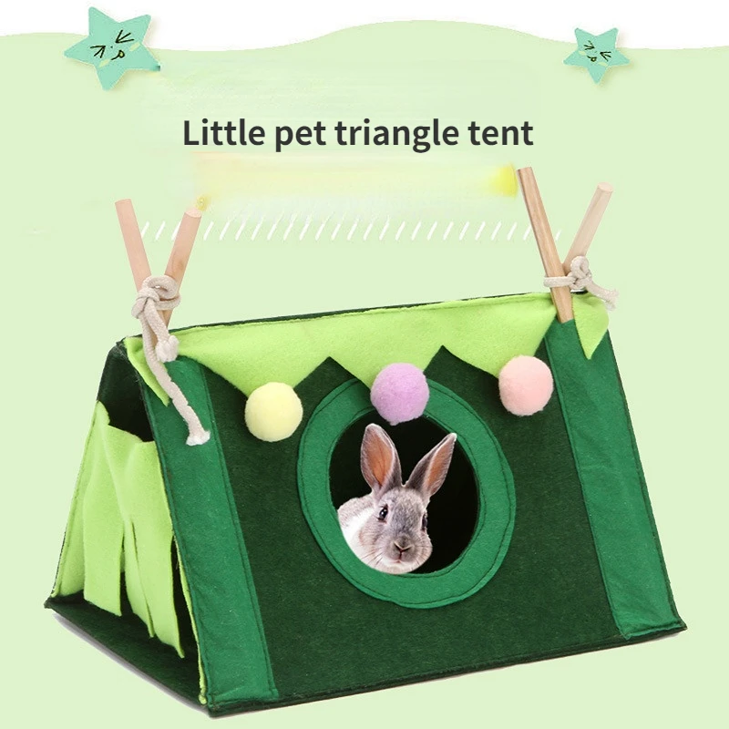 

Guinea Pig Stick Tent Triangular Tent Supported By Wooden Sticks Hamster House Rabbit House for Hamster Chinchilla Squirrel