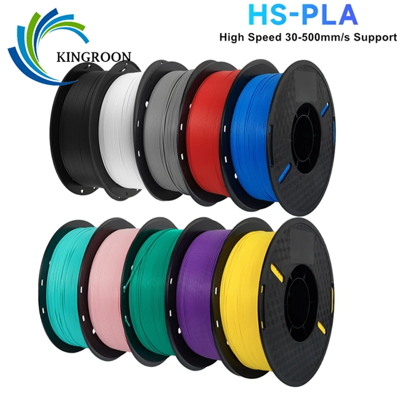 KINGROON High Speed PLA Filament 1.75mm New HS-PLA 3D Printer Filament For 30-500mm/s Fast Printing Rapid PLA 5kg 10kg Mix Color