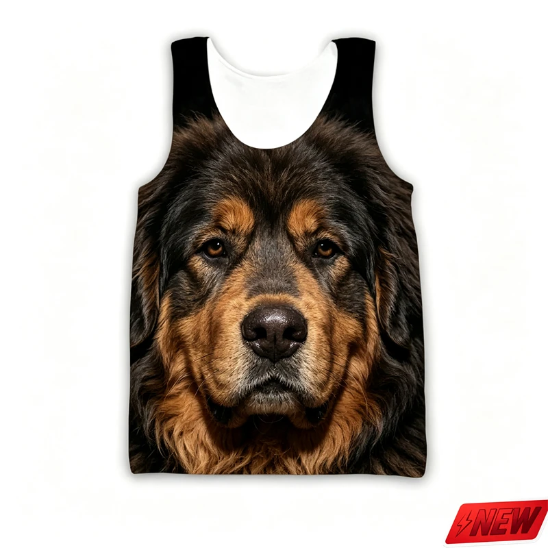 Realistic Funny Animal Dog Tank Top Men Summer Streetwear 3D Print Cute Pets Sleeveless T Shirts Boys Harajuku Loose Unisex Vest