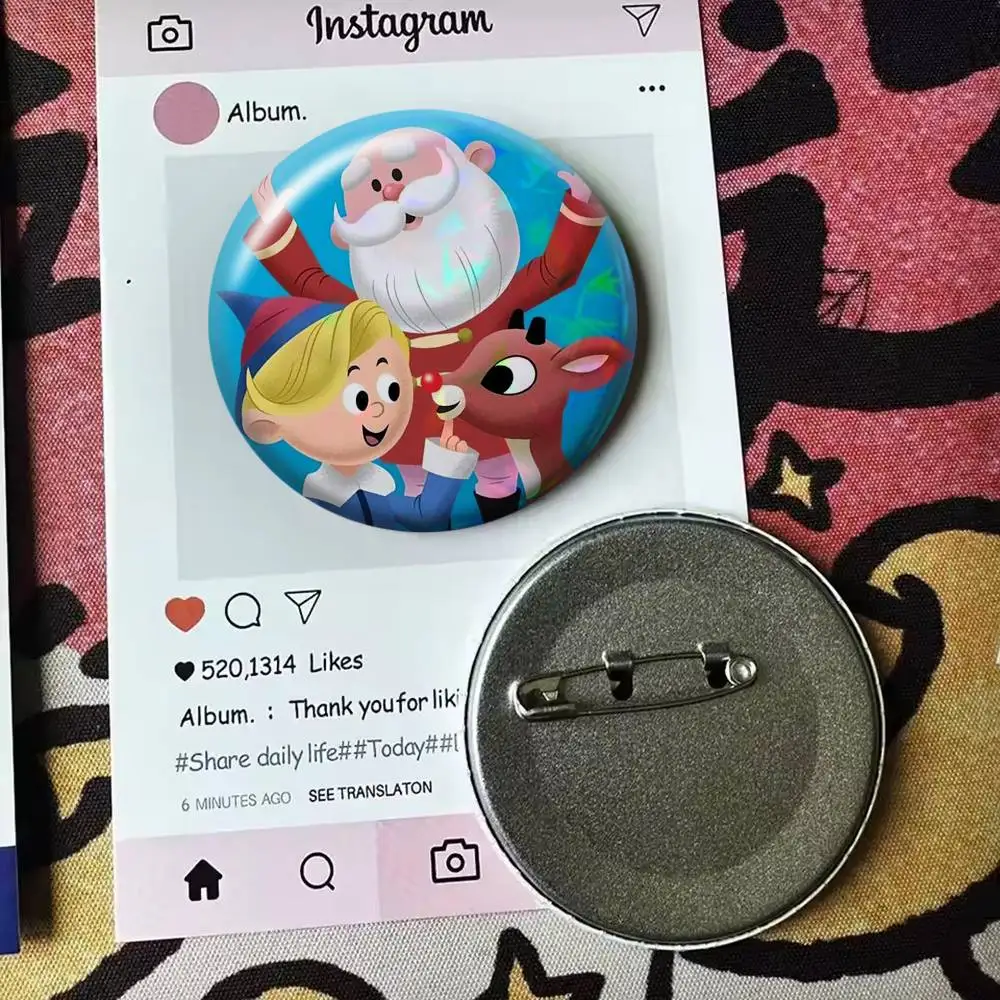 Rudolph the Red-Nosed Reindeer  Laser Badge Applicable For Backpack Clothes Hats Decor Creative Accessories