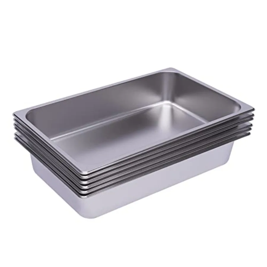 

Commercial 4" Deep Steam Table Pan Full Siz Steam Table Pans 6 Pack Stainless Steel Pan Restaurant Hotel Pan Food Warming Pans