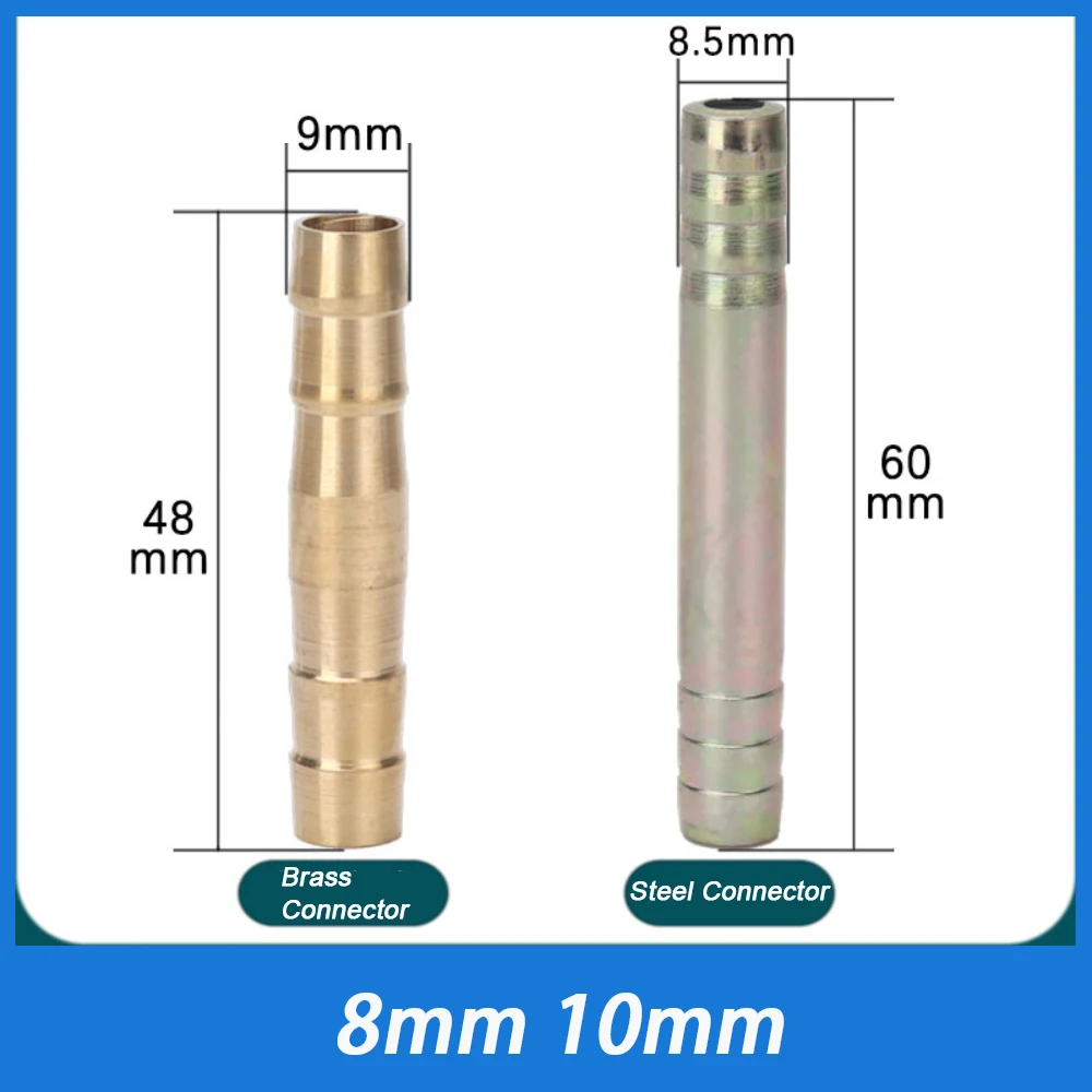 10Pcs 8mm 10mm Brass Straight Barbed Hose Joiner Gas Hose Coupler For Oxygen Acetylene Propane LPG Rubber Hose Accessories