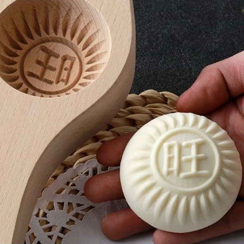 Manual DIY Wooden Steamed Buns Mold Moon Cake  Fruit Biscuits Baking Pastry Food Mould Kitchen Accessories Household Gadget