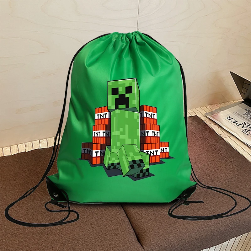 Bolsa de Cordão Estampada de Moda para Artesanato e Jogos de Vídeo, Leve, para Viagem, Armazenamento de Roupas e Sapatos, Portátil, Desenho Animado, Presente de Aniversário