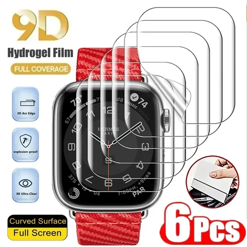 6 Uds Película De Hidrogel Con Borde De Arco Para Apple