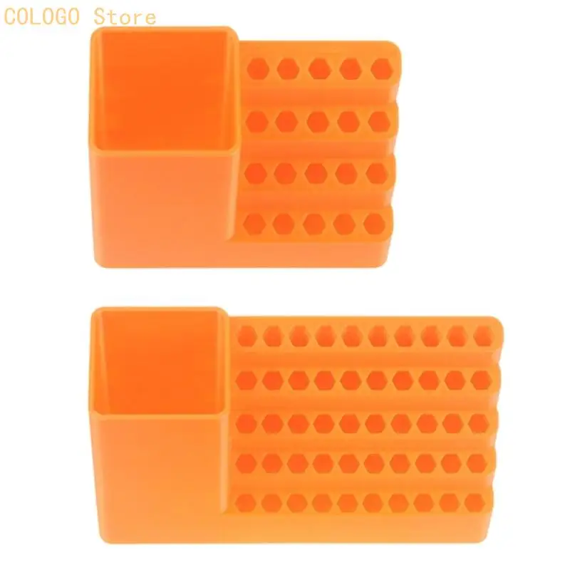 Pegboard Screwdriver Bit Holder with Storage Box, Wall Mount Tool Rack, 2 Piece Plastic Set for Garage Repair Walls and DIY