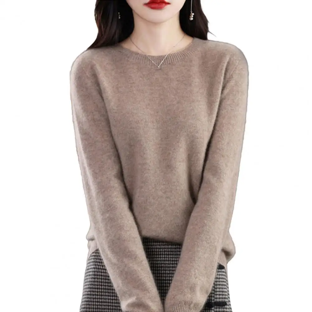 

Women's Korean Fashion Simple Chic Oversized Knitted Sweater Solid O Neck Long Sleeve Pullover Tops Streetwear Irregular Jumpers