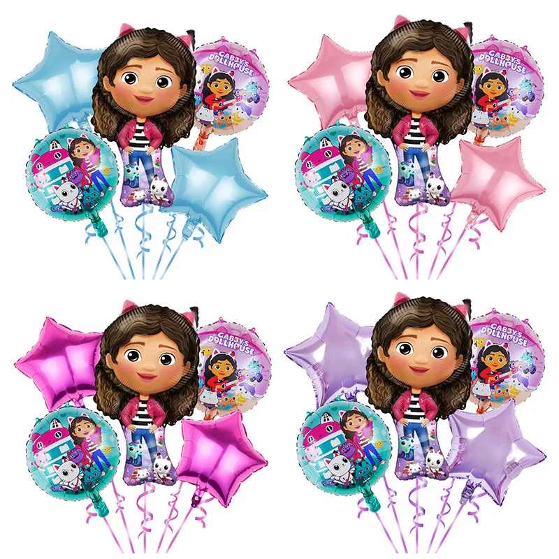 Gabby Dollhouse Cats Birthday Decoration Balloons Gabby's Doll Aluminum Foil Helium Balloon Baby Shower Kids Girl Toy Globos Set