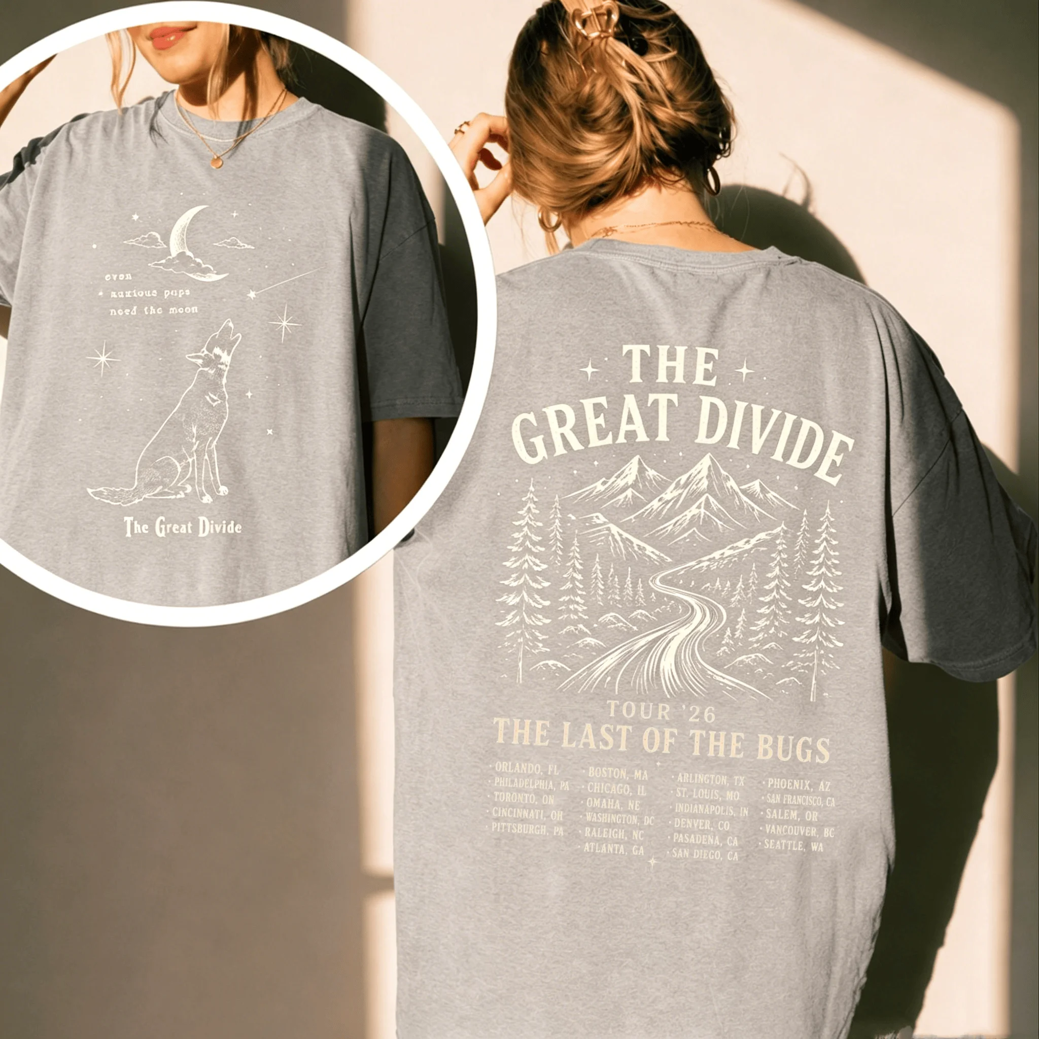 Noah Kahan The Great Divide Tour 2026 Bedrucktes T-Shirt aus 100 % Baumwolle für Herren und Damen, beliebt, übergroß, bequem und lässig ﻿ – Detail 6