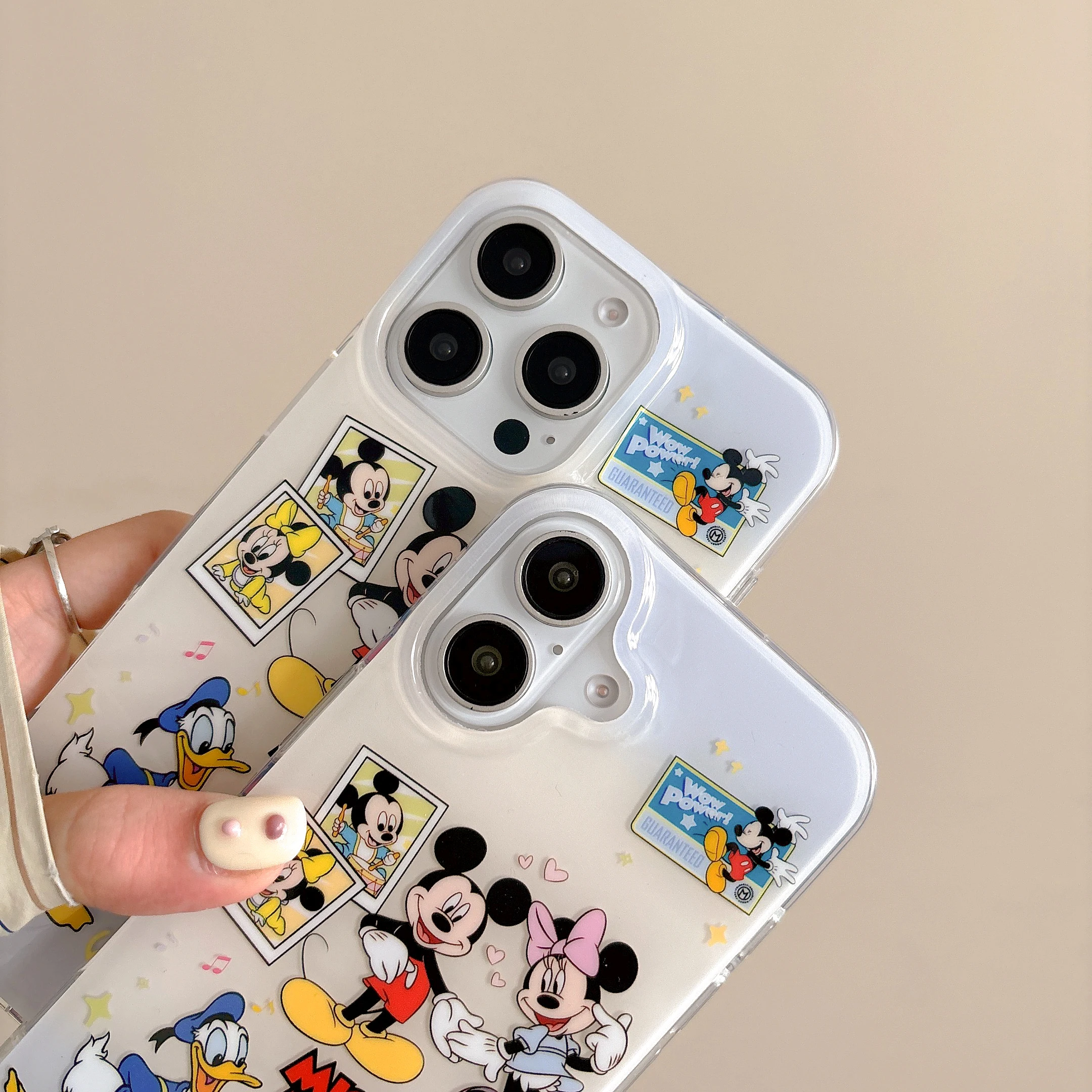 Disney Cute cartoon animal Mickey Minnie Case for iPhone 16 15 Phone Cover 15 14 13 Pro MAX Hard Anti-fall Shockproof Back Funda image 3