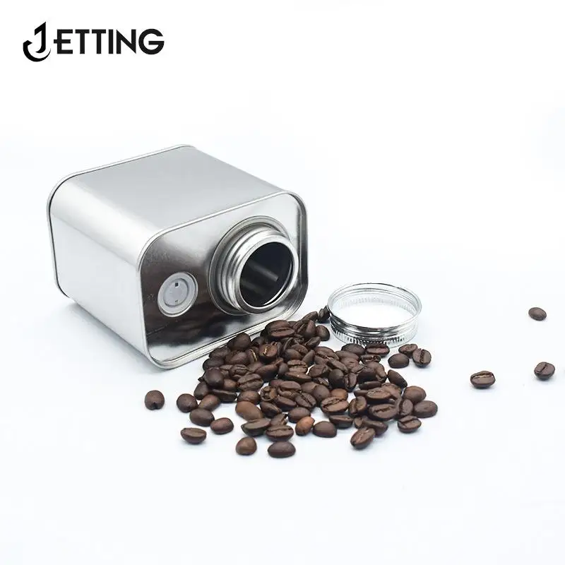 1pcs Coffee Bean Airtight Cans Outdoor Camping Tin Box Food-grade Packaging Storage Fresh Breathing Iron Cans