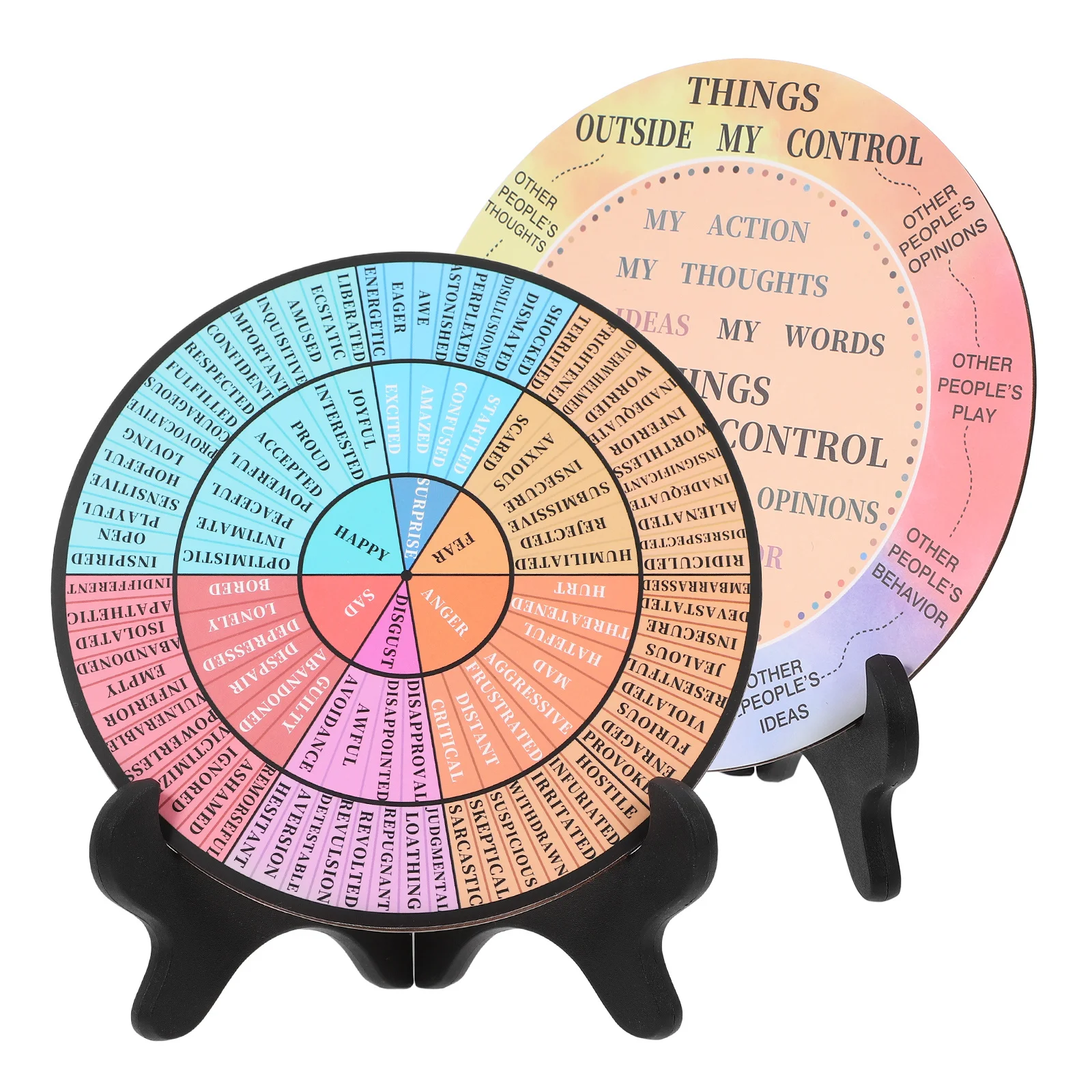 วงล้ออารมณ์หลากสี 2 ชิ้น ของตกแต่งสำนักงาน วงล้ออารมณ์ แผนภูมิอารมณ์ ของตกแต่งตั้งโต๊ะ ของประดับอารมณ์