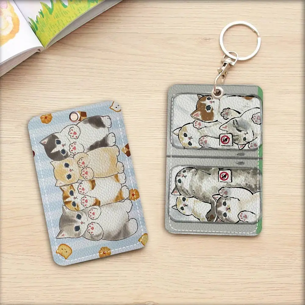 Popular Cute Cat M-Mofusand Card Holders Student ID Card Protective Cover Cases Student Campus Access Cards Key Chain Anti-lost