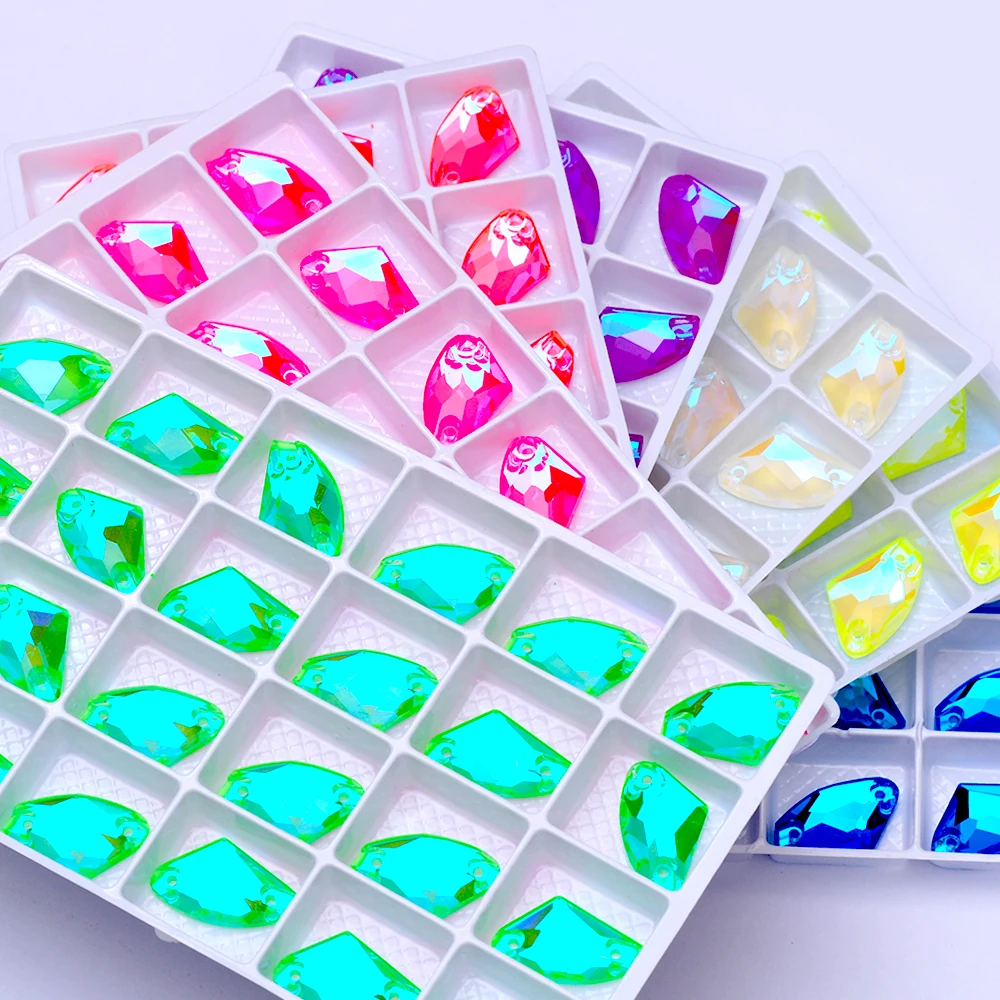 PUBRILEX Großhandel Galaktische Neon K9 Glas-Nähsteine, flache Rückseite, fluoreszierend, DIY-Bastelbedarf, aufnähbare Strasssteine für Kleidung, Taschen