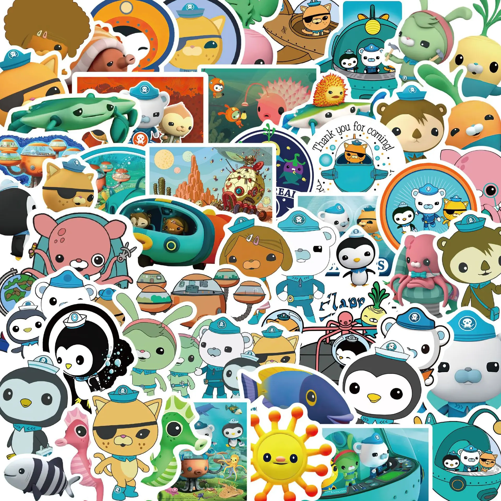 Octonauts 50pcs not repeating kids Toys Stickers Sea Movie Barnacles Peso PVC Waterproof Sticker Children Room Party Supplies