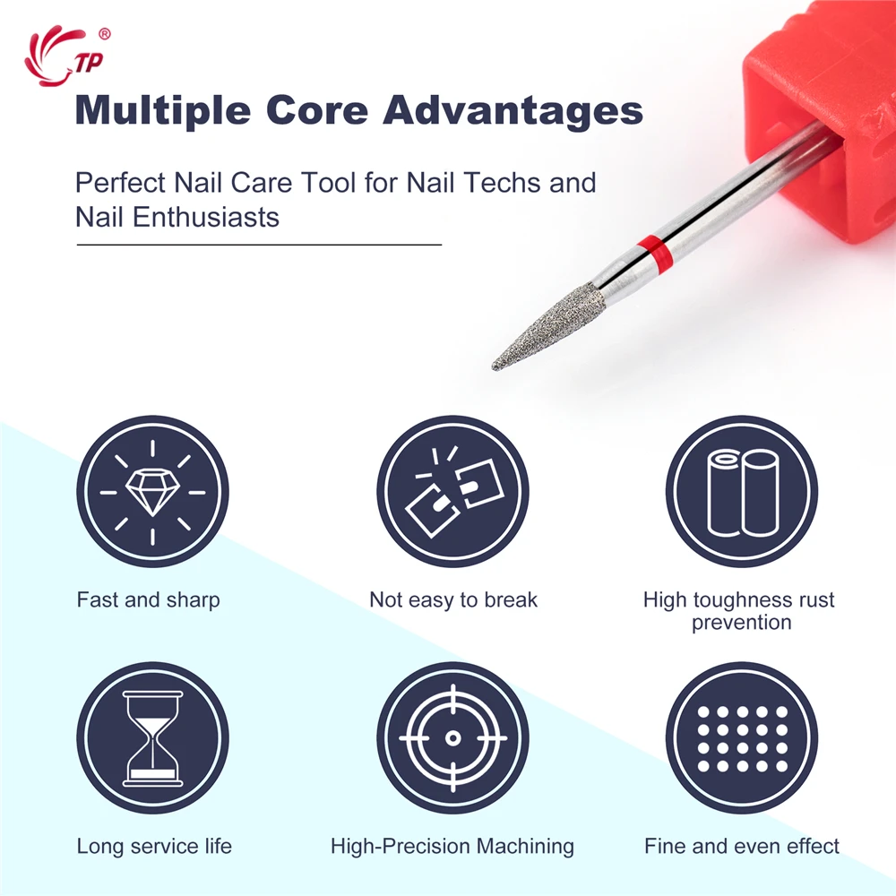 TP 2 قطعة غرامة الماس مسمار لقمة ثقب لهب شكل المطاحن الروسية بشرة نظيفة لدغ الكهربائية مانيكير التدريبات الأظافر اكسسوارات #3
