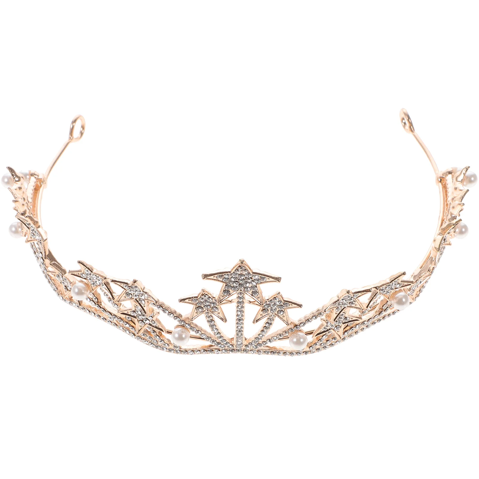 

1PC Crown Headband for Girls Star Pearl Rhinestone Tiara Bride Golden Banquet Wedding Headdress Fashion Headwear Crystal Pearl