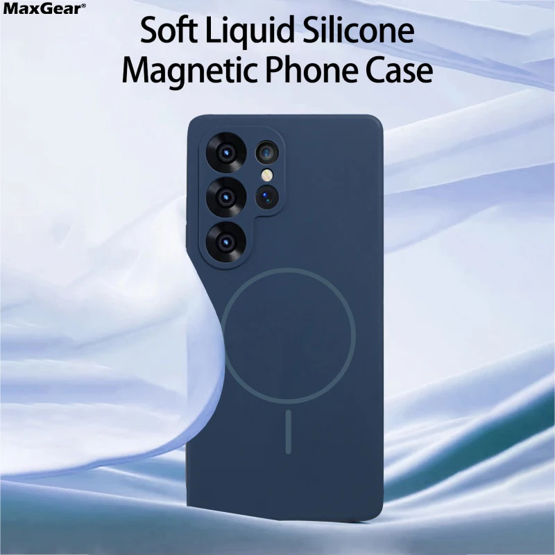 Original Liquid Silicone Plain Phone Case For Samsung Galaxy S25 S24 S23 Plus Ultra Magnetic For Magsafe Wireless Charge Cover
