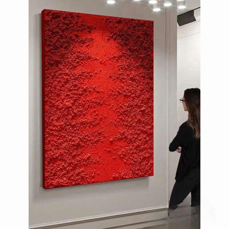 Abstract sandstone texture painting porch decorative painting living room red