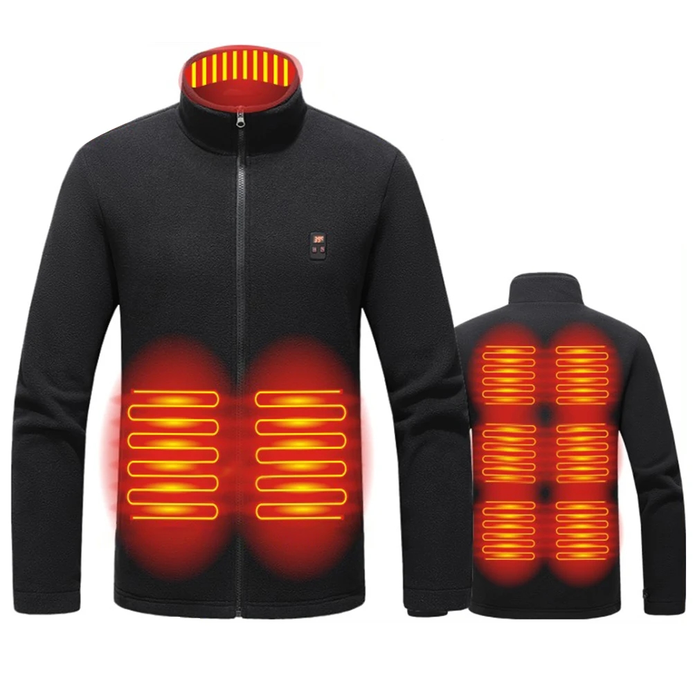 9 Heated Area Warming Jacket USB Charging Heated Zip Up Coat Warm Heating Jackets Coat 3 Gear Temperature for Outdoor Activities