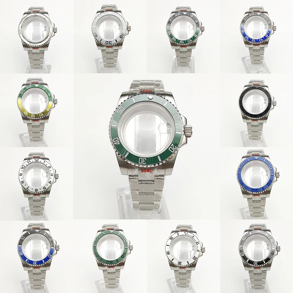 40mm 316L Stainless Steel Watch Case Fit NH35/36/4R/7S Movement Sapphire Waterproof Glass Back Watch Modification Accessories