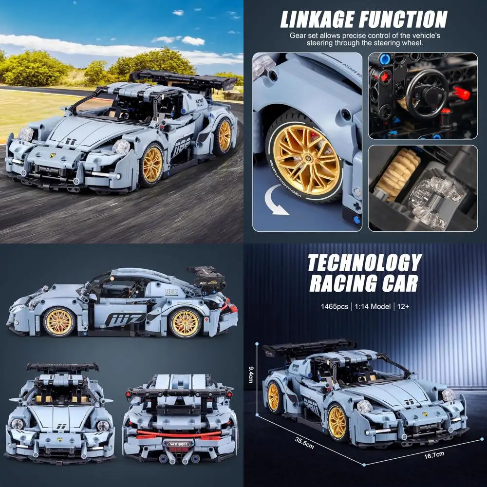 

1465-Piece 1:14 Scale Super Sports Car Model Kit for Adults and Teens 12+, Technic Building Set, Racing Car Gift