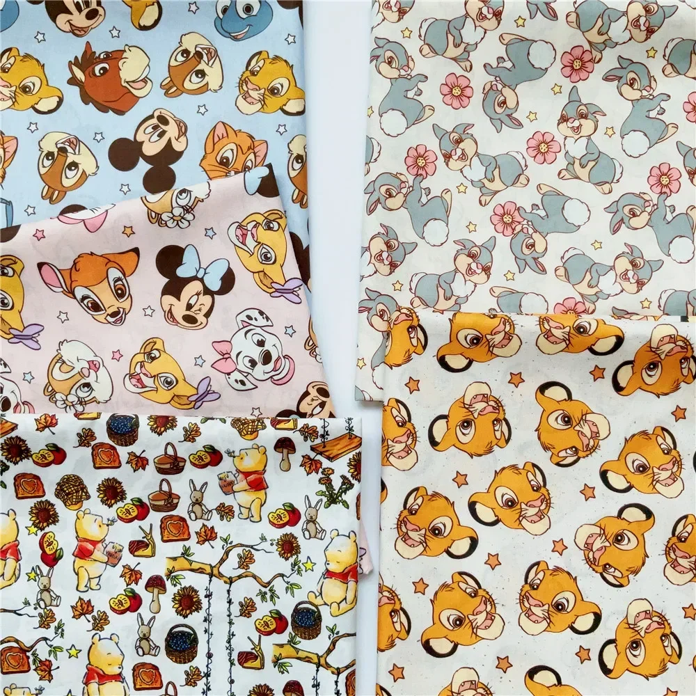 Disney Marie Lion King mickey thin Cotton Fabric For Sewing Clothes Dress Patchwork Fabrics DIY Quilting Needlework Material