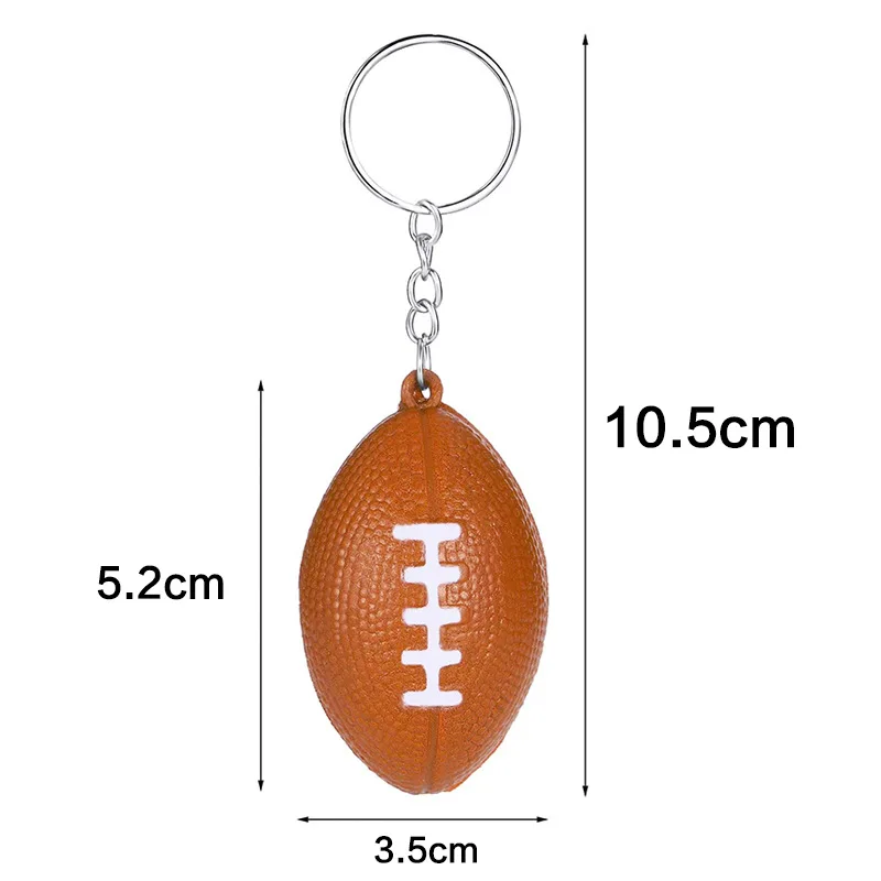 24 pcs Brown Rugby Ball Keychains For Party Favors,Basketball Stress Ball,School Carnival Reward,Sports Centerpiece