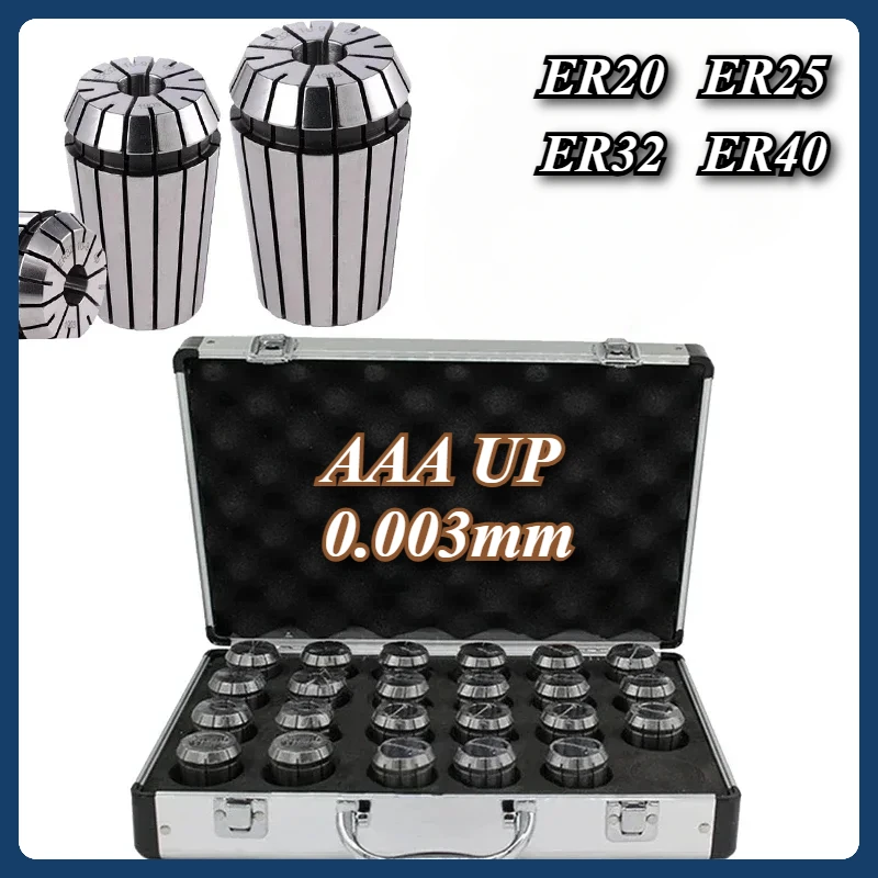 ER40 ER32 ER25 ER20 Set Spring Collet Chuck AAA 0.003mm for CNC Milling Tool Holder Engraving Machine Metal Aluminum Box