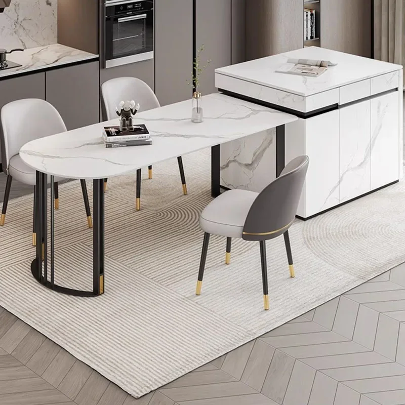 Garage Metalen Eettafel Marmeren Stands Grote Design Eettafel Italië Elegante Moderne Tafel Een Kribbe Ergonomisch Uniek Meubilair